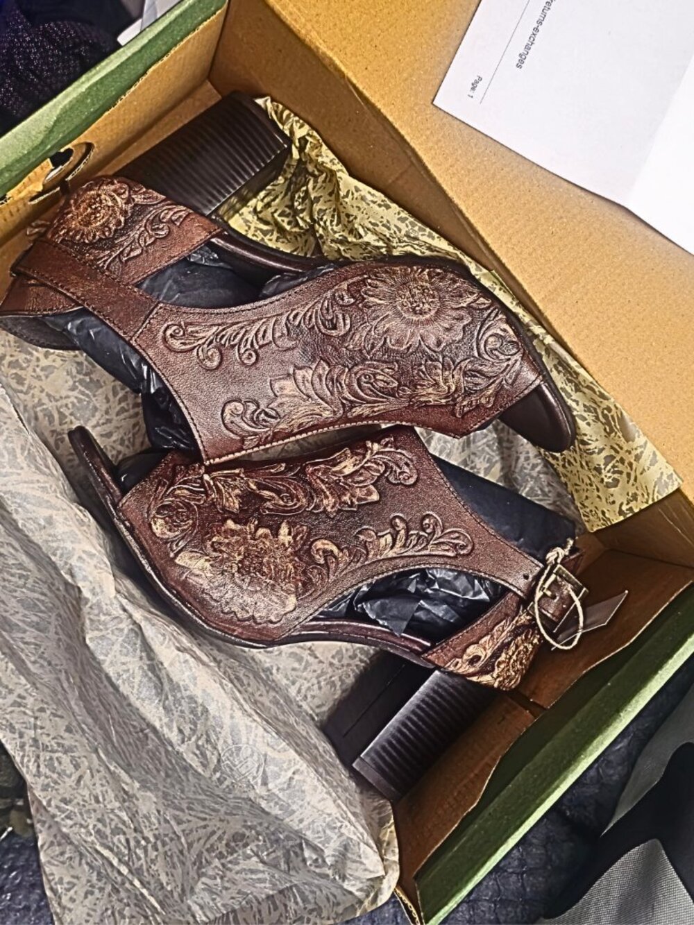 Roper Tooled Leather Western Heeled Booties Women's Size 9